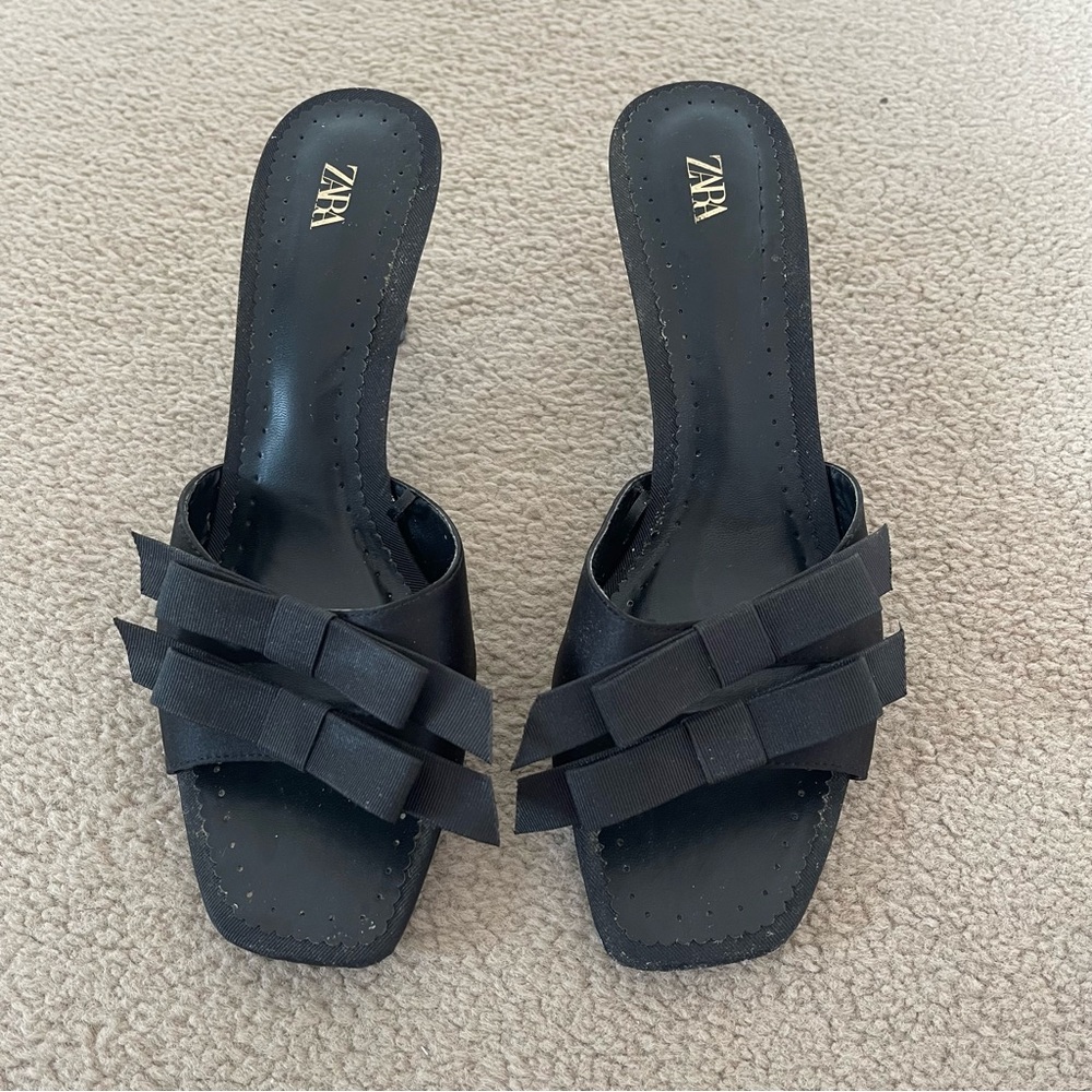 Zara Black Bow Mules